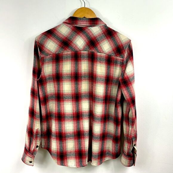Forever21 |plaid button down shirt Med Red / orange / black - Picture 1 of 3